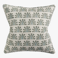 Samode Slate Floral Block Print Linen Pillow Cover