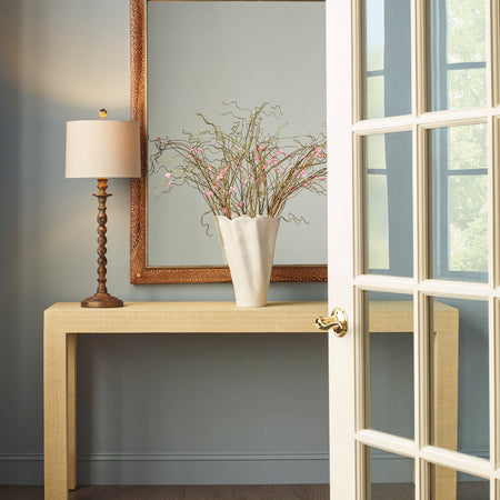 Sanibel Natural Raffia Console styled in entry