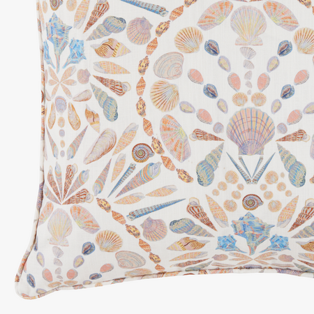 Sanibel Shell Collage Pillow - corner closeup