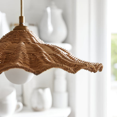 Savannah Woven Rattan Pendant Light closeup