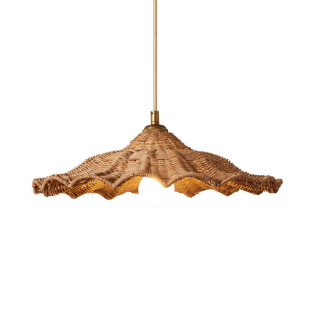 Savannah Woven Rattan Pendant Light illuminated