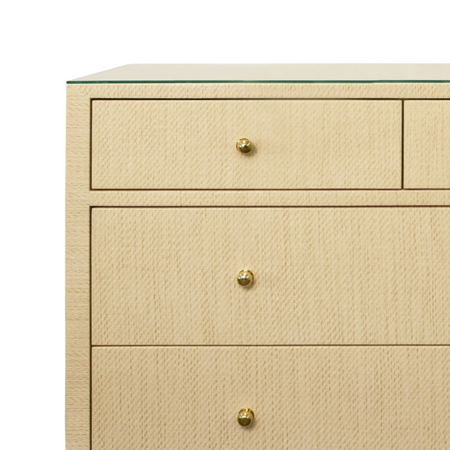 Saxon Undyed Natural Grasscloth Chest with glass top