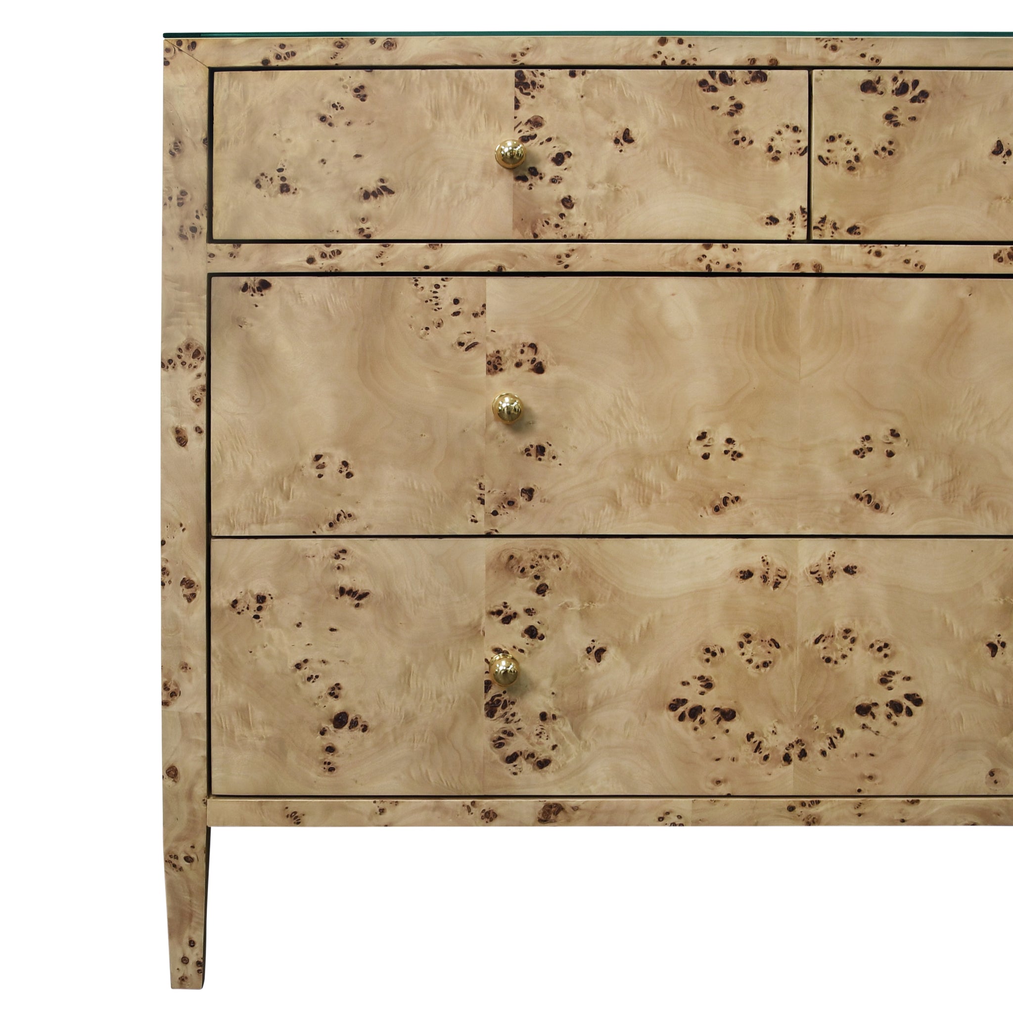 Saxon  Wood Burl  Chest - brass pull - texture closeup