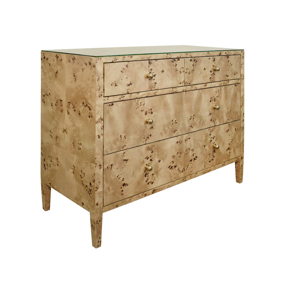 Saxon  Wood Burl  Chest - brass pulls