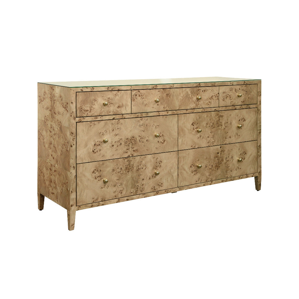 Saxon  Wood Burl  Double Dresser - brass hardware