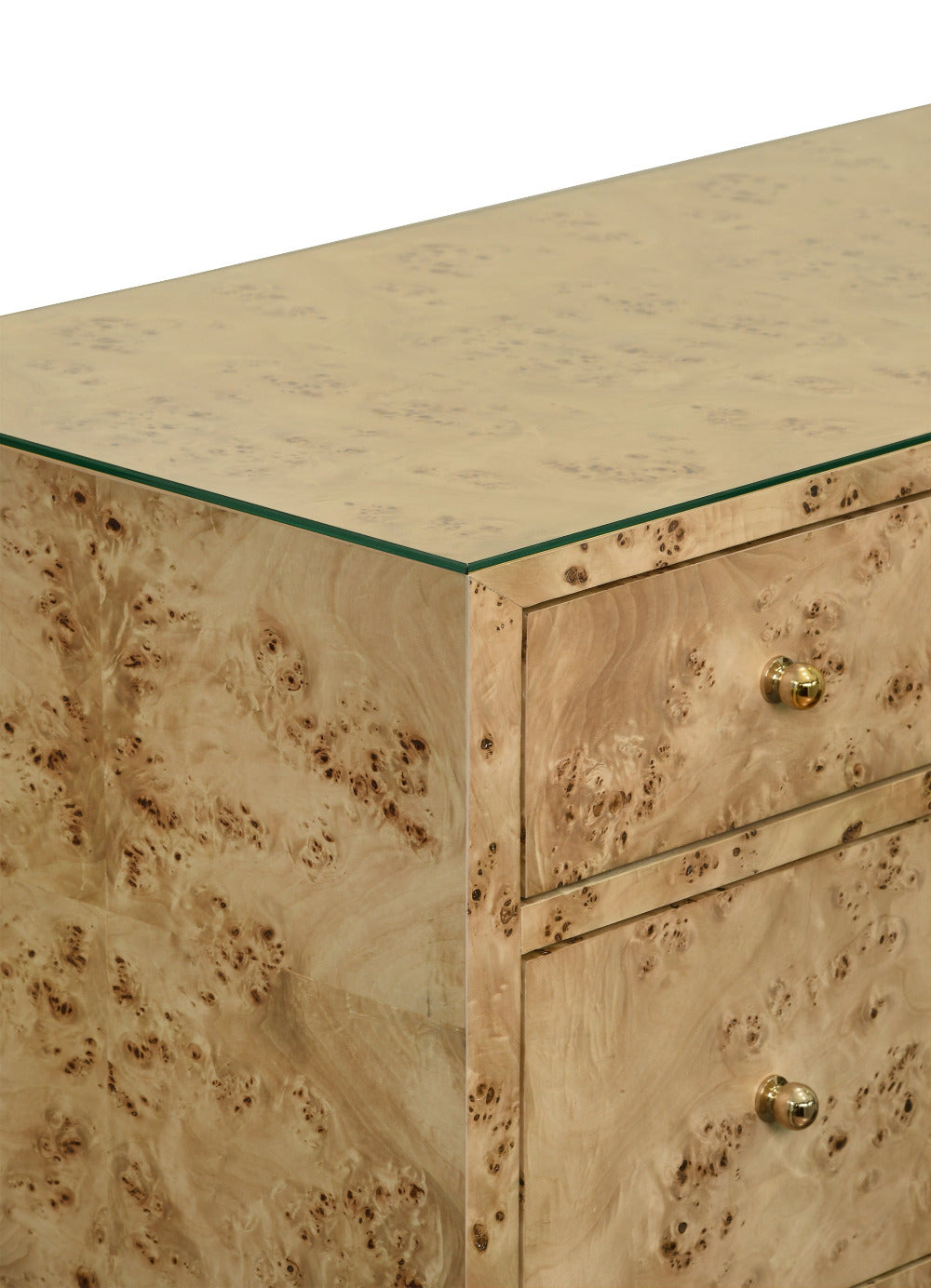 Saxon  Wood Burl  Double Dresser - with glass top