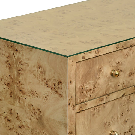 Saxon  Wood Burl  Double Dresser - with glass top
