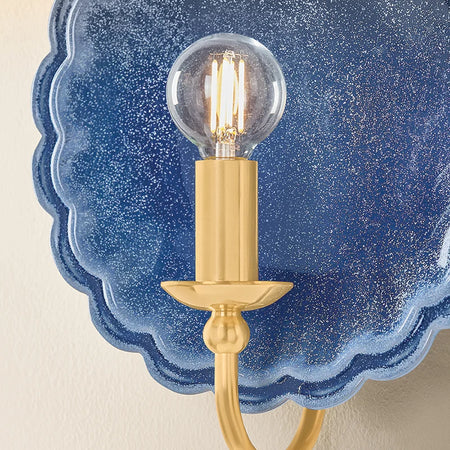 Scalloped Edge Pierce Denim Wall Sconce closeup