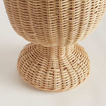 Scalloped Edge Wicker Urn pedestal closeup detail