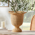 Scalloped Edge Wicker Urn with faux greenery
