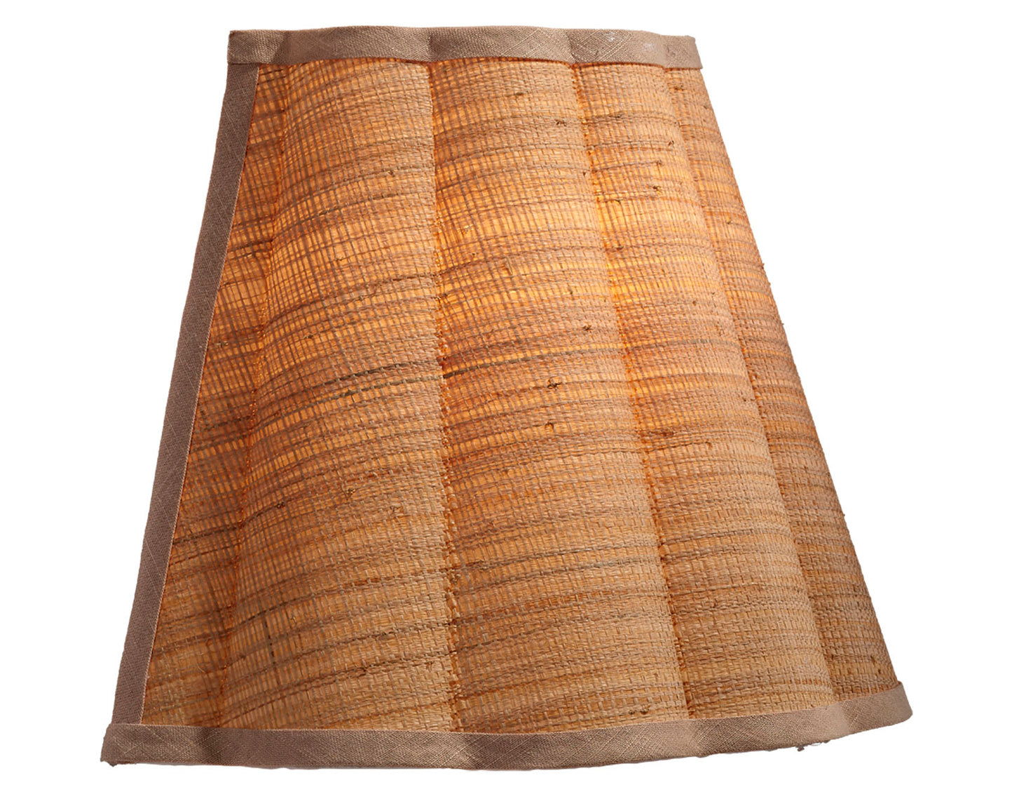 Scalloped Natural Raffia Wall Sconce illuminated