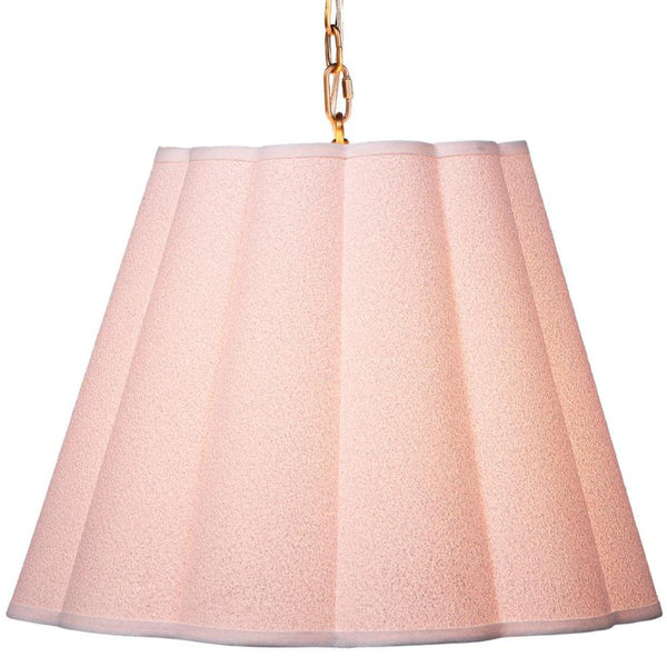 Scalloped White Pendant Light Illuminated