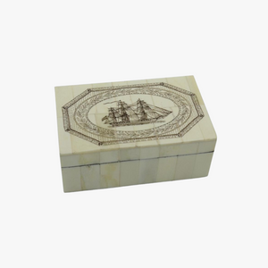 Scrimshaw Boat Trinket Box