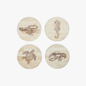 Scrimshaw Sea Life Coaster Set