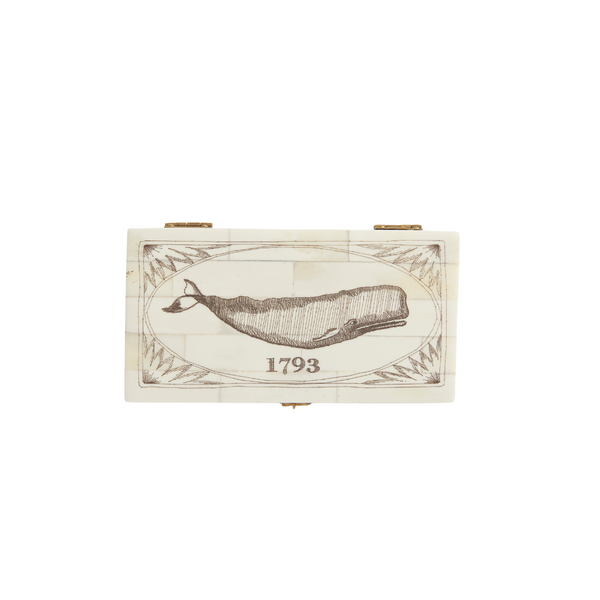 Scrimshaw Whale Hinged Box top view