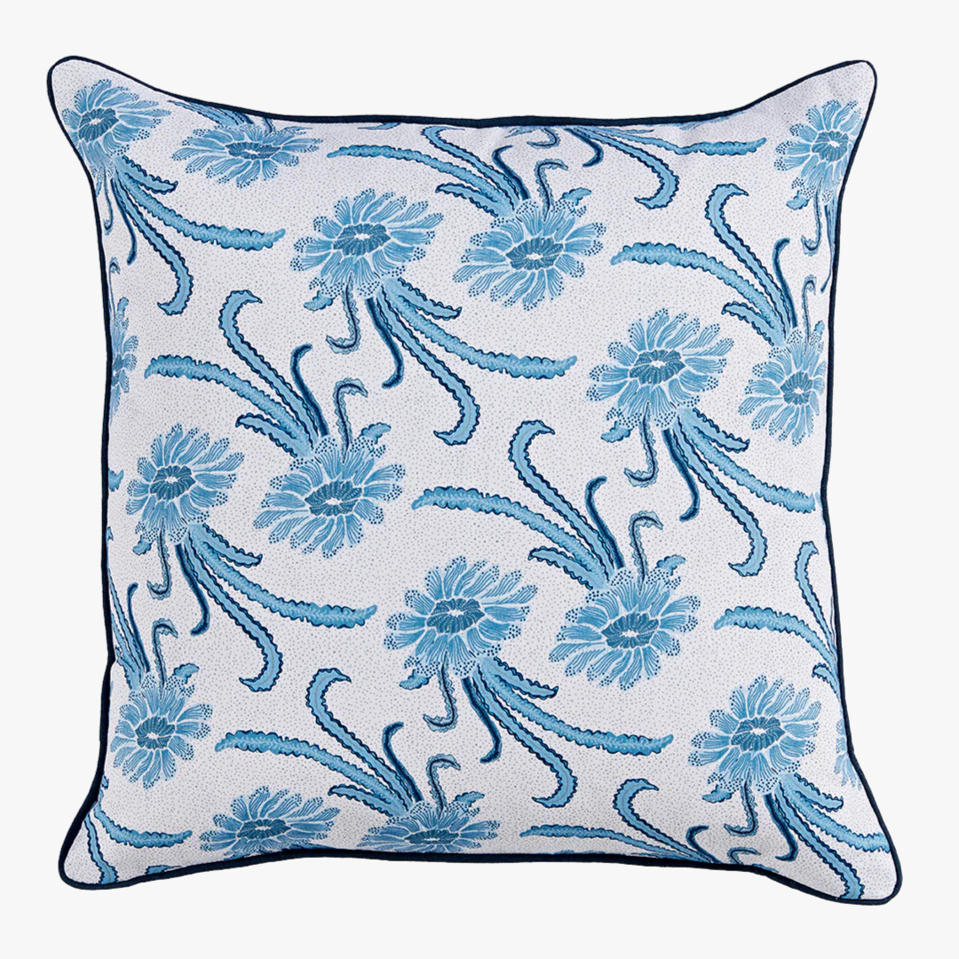 Sea Flower Pillow - blue pattern