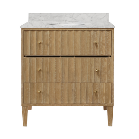 Seaford Fluted Oak Vanity from Dear Keaton - Open Drawers