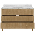Seaford Fluted Oak Vanity - 48" Wide -  open drawers
