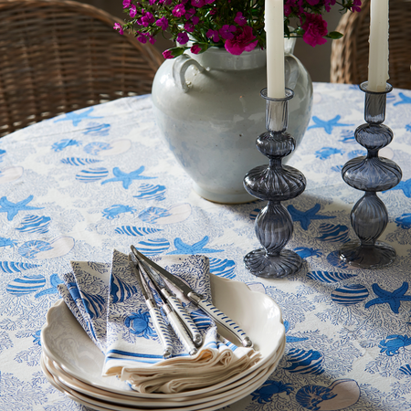 Sealife Block Print able Cloth and Napkins