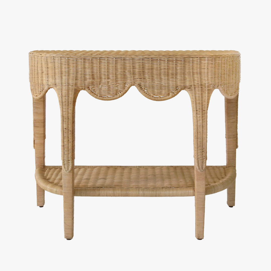 Seascale Demilune Console - Scalloped Edge Details - Dear Keaton