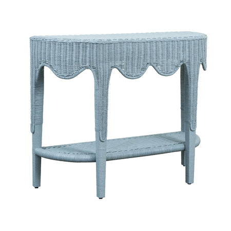 Seascale Light Blue Demilune Scalloped Edge  Console