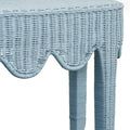 Seascale Light Blue Demilune Scalloped Edge  Console Closeup Detail