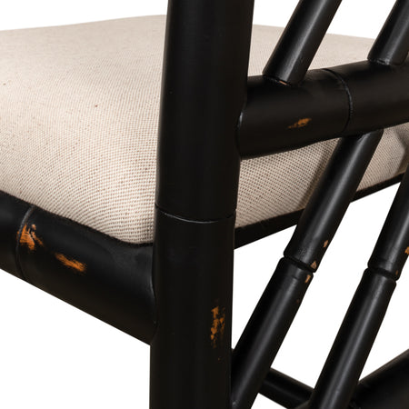 Set of Two Crosby Black Side Chairs - aged ebony finish closeup