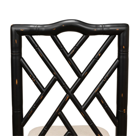 Set of Two Crosby Black Side Chairs - faux bamboo detail closeup