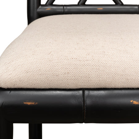 Set of Two Crosby Black Side Chairs - linen seat closeup