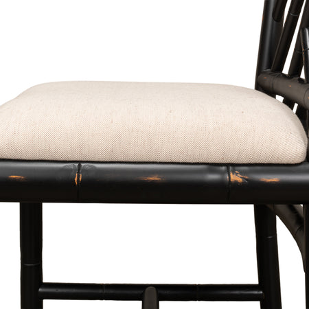 Set of Two Crosby Black Side Chairs - linen seat side view