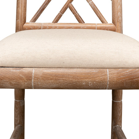 Set of Two Crosby Side Chairs linen seat closeup