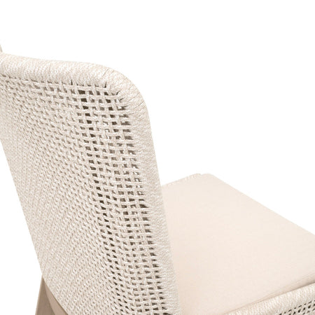 Set of Two Sullivan Teak Outdoor Chairs - mesh rope back closeup