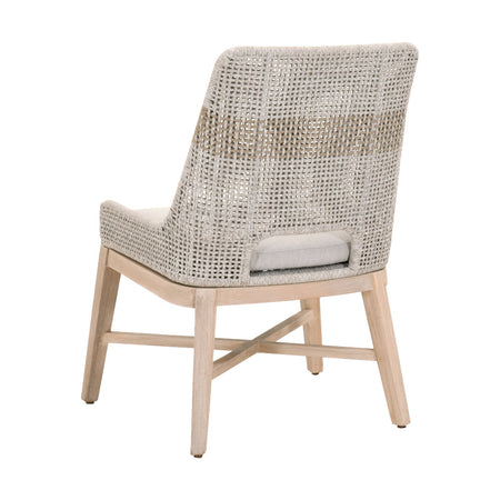 Set of Two Turin Teak Outdoor Dining Chairs - woven rope back
