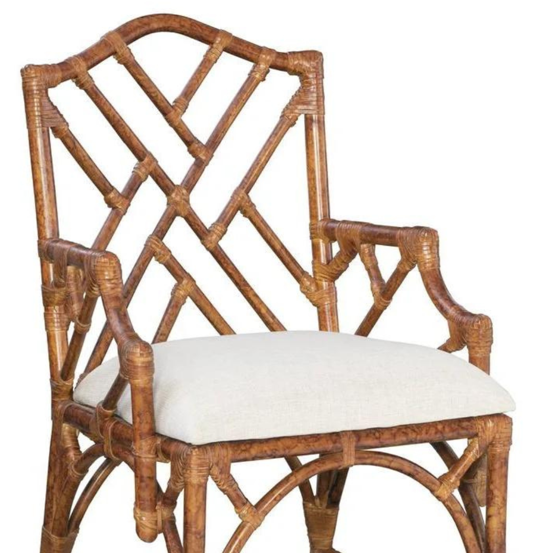 Set of Two Tortoise Chippendale Arm Chairs - Rattan - Dear Keaton