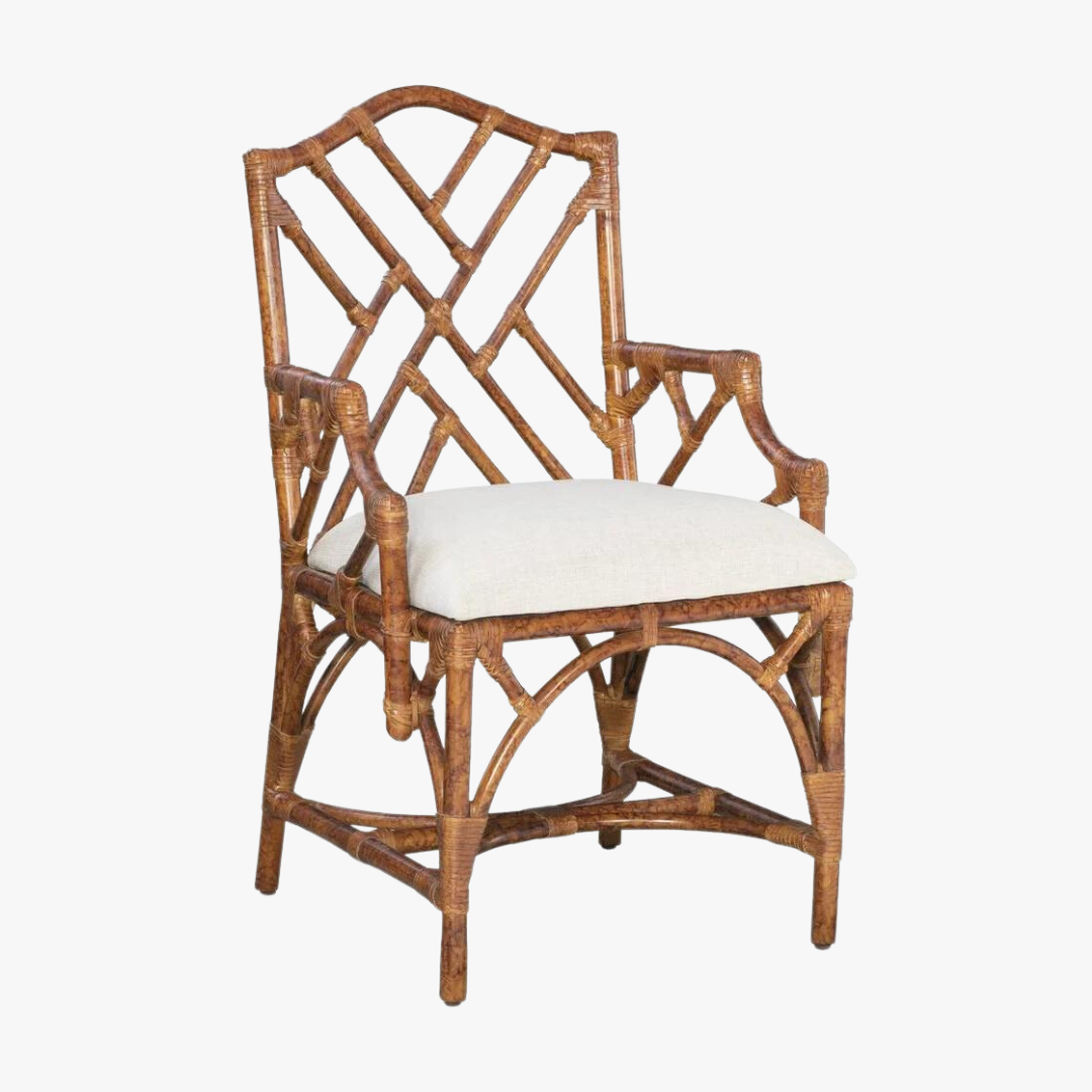 Set of Two Tortoise Chippendale Arm Chairs - Rattan - Dear Keaton