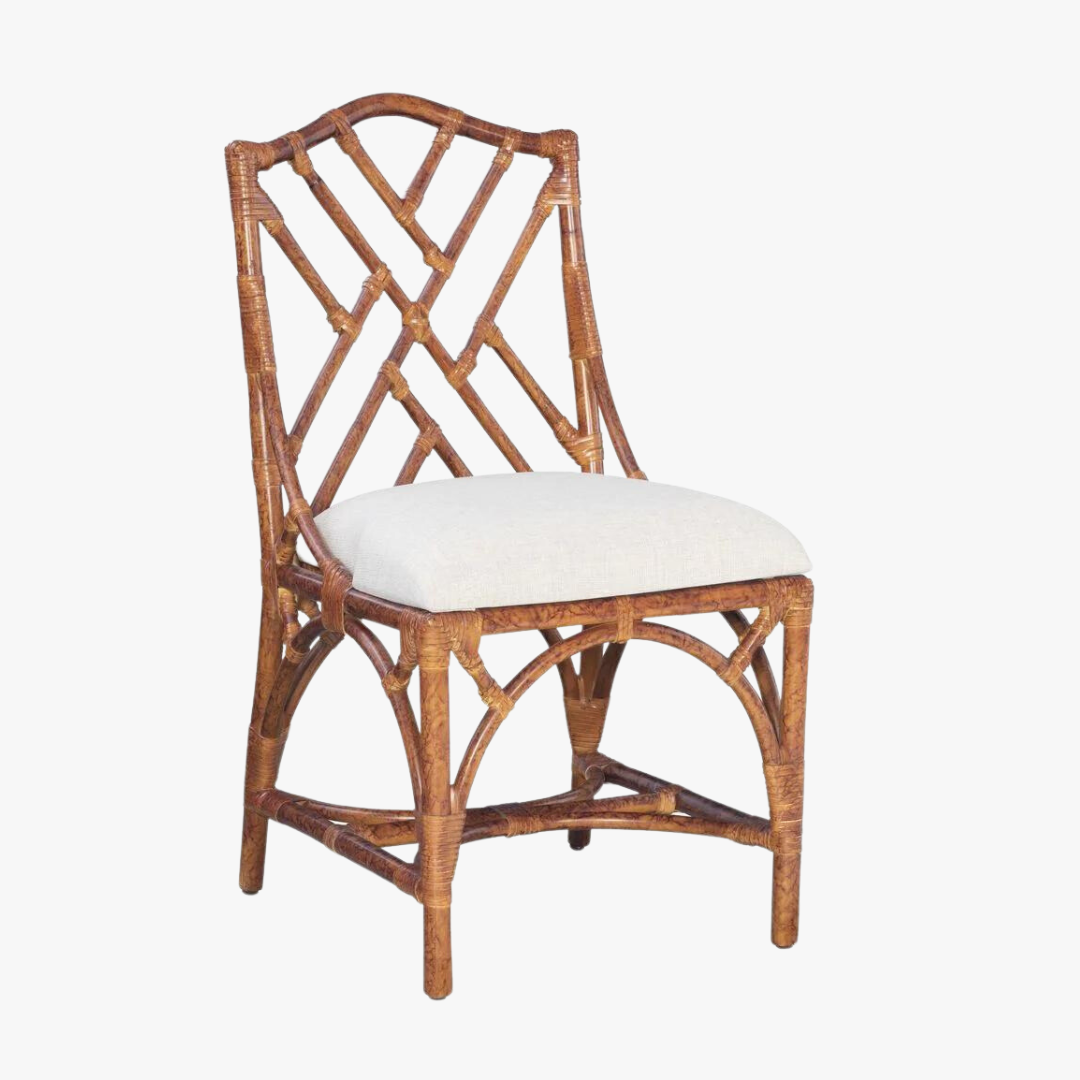 Set of Two Tortoise Chippendale Side Chairs - Rattan - Dear Keaton