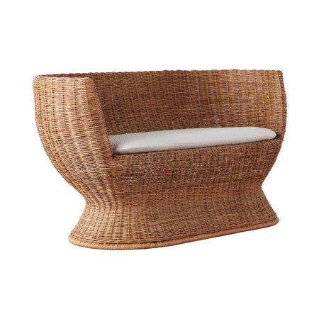 Siena Woven Rattan Settee with linen cushion