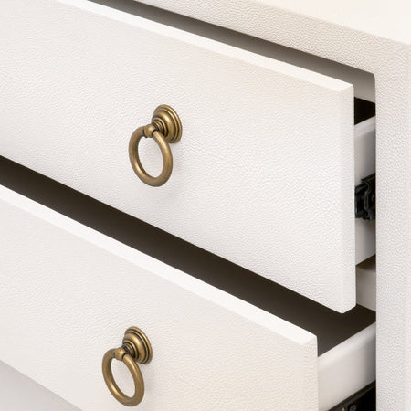 Smith Pearl Shagreen Nightstand Drawer Details - Gold Pulls