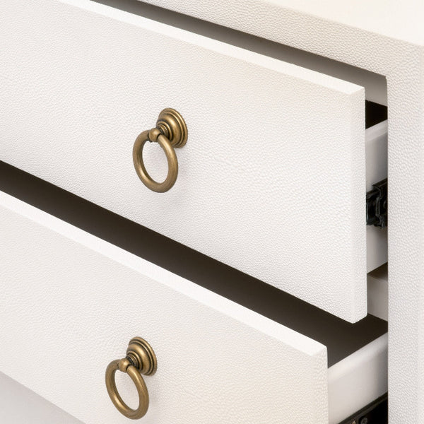 Smith Pearl Shagreen Nightstand Drawer Details - Gold Pulls
