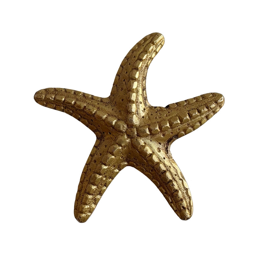 Solid Brass Starfish Paper Weight Closeup - Coastal Decor
