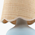 Sophia Sky Mini Lamp raffia scalloped shade closeup