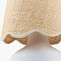 Sophia White Mini Lamp raffia shade closeup