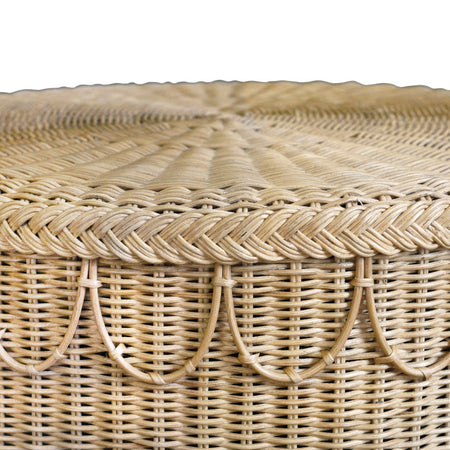 St Germain Scalloped Coffee Table - woven rattan closeup