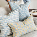 St Tropez Azure Pillow Cover styled on sofa