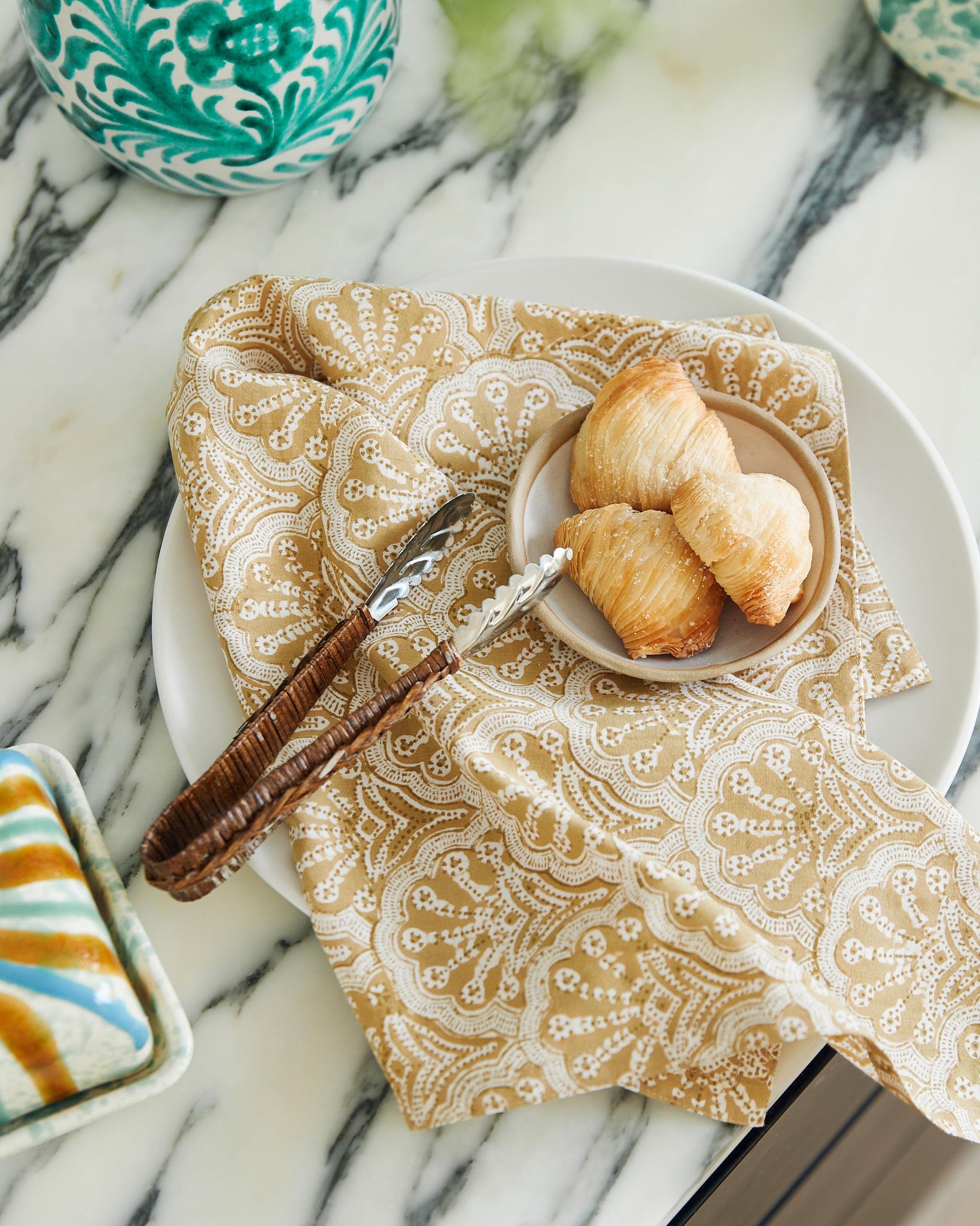 St Tropez Saffron Napkins styled on table