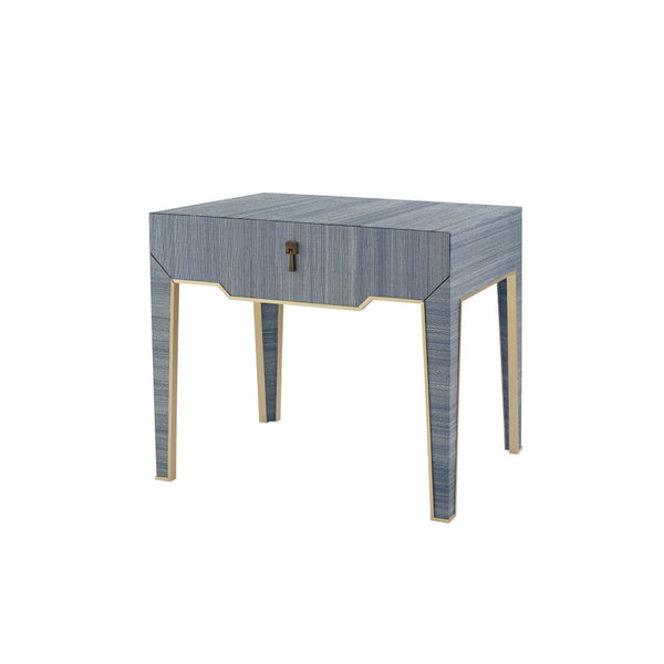 Stanfield Blue Grasscloth Side Table