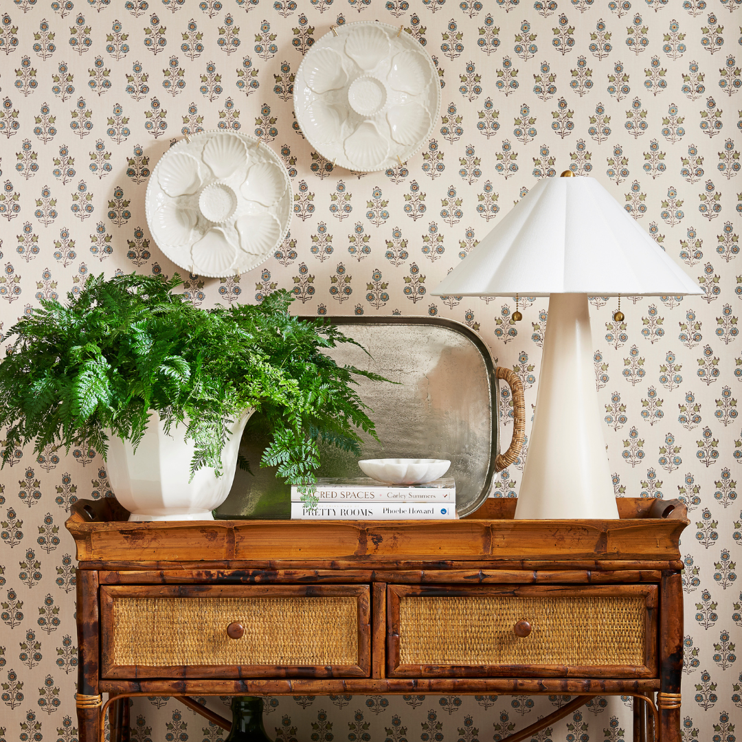 Hagan Table Lamp Styled on Tortoise Bamboo Console - Dear Keaton