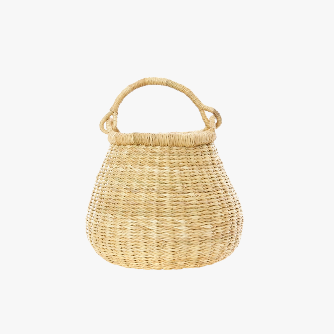 Straw Kettle Basket Tote