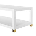 Sudler White Lacquered Linen Coffee Table - closeup