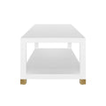 Sudler White Lacquered Linen Coffee Table - side view